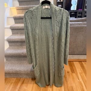 Oak & Meadow - Women's Sage Green Knit Cardigan Sweater Size XL